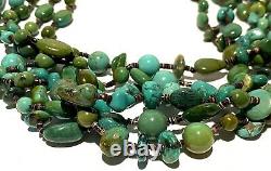 Spectacular Vintage Navajo 6 Strand Polished Turquoise Heshi Necklace 194 Grams