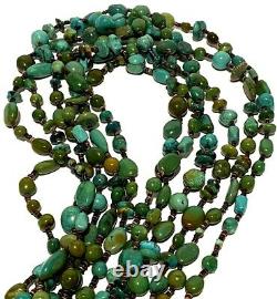 Spectacular Vintage Navajo 6 Strand Polished Turquoise Heshi Necklace 194 Grams