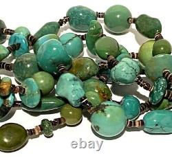 Spectacular Vintage Navajo 6 Strand Polished Turquoise Heshi Necklace 194 Grams