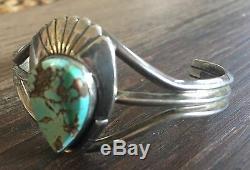 Stamped Vintage Navajo Spiderweb Turquoise & Sterling Silver Cuff Bracelet