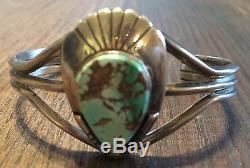 Stamped Vintage Navajo Spiderweb Turquoise & Sterling Silver Cuff Bracelet