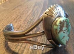 Stamped Vintage Navajo Spiderweb Turquoise & Sterling Silver Cuff Bracelet