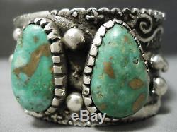 Statement Vintage Navajo Damale Turquoise Heavy Sterling Silver Bracelet