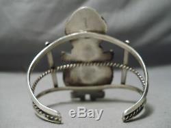 Statement Vintage Navajo Huge Kachina Turquoise Sterling Silver Bracelet Old