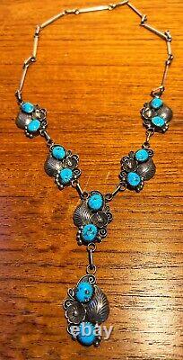 Sterling Angela Lee Turquoise Necklace Navajo Vintage