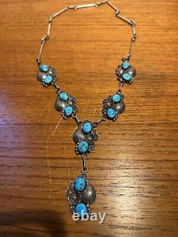 Sterling Angela Lee Turquoise Necklace Navajo Vintage