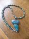 Sterling NAVAJO Pearl Petite Turquoise Beads Pendant Necklace VTG Silver