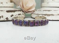 Sterling Silver Purple Mohave Turquoise Vintage Southwest Navajo Cuff Bracelet