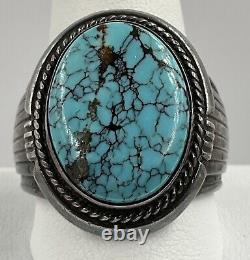 Sterling Silver Signed Will Denetdale Navajo Vintage Turquoise Ring Size 12.5