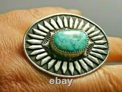 Sterling Silver Turquoise Native American Navajo Huge Ring Vintage Size 9