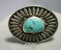 Sterling Silver Turquoise Native American Navajo Huge Ring Vintage Size 9