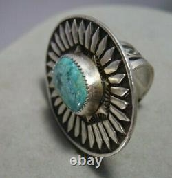 Sterling Silver Turquoise Native American Navajo Huge Ring Vintage Size 9