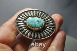 Sterling Silver Turquoise Native American Navajo Huge Ring Vintage Size 9