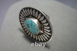 Sterling Silver Turquoise Native American Navajo Huge Ring Vintage Size 9