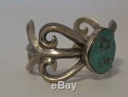 Sterling Vintage Pawn Navajo Turquoise Sand Cast Cuff Bracelet Beauty