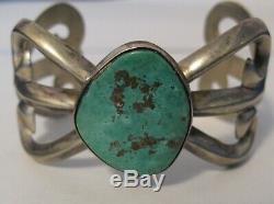 Sterling Vintage Pawn Navajo Turquoise Sand Cast Cuff Bracelet Beauty