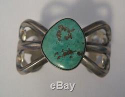 Sterling Vintage Pawn Navajo Turquoise Sand Cast Cuff Bracelet Beauty