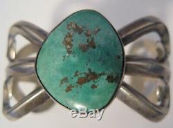 Sterling Vintage Pawn Navajo Turquoise Sand Cast Cuff Bracelet Beauty