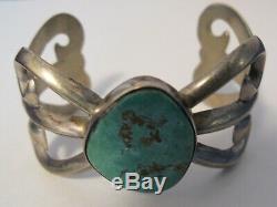 Sterling Vintage Pawn Navajo Turquoise Sand Cast Cuff Bracelet Beauty