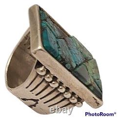 Sterling vintage Ithaca Peak Turquoise leonard Bruce Hodgins Navajo ringsz10.5