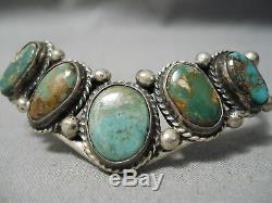 Striking Vintage Navajo Royston Turquoise Sterling Silver Bracelet Old