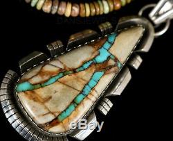 Stunning Dead Pawn Vintage Navajo Blue RIBBON TURQUOISE Sterling Silver Pendant