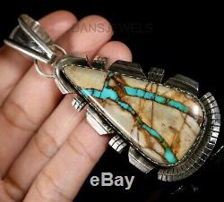 Stunning Dead Pawn Vintage Navajo Blue RIBBON TURQUOISE Sterling Silver Pendant