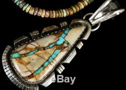 Stunning Dead Pawn Vintage Navajo Blue RIBBON TURQUOISE Sterling Silver Pendant