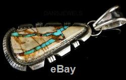 Stunning Dead Pawn Vintage Navajo Blue RIBBON TURQUOISE Sterling Silver Pendant