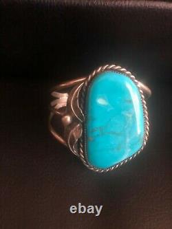 Stunning Vintage Large Native American Turquoise Sterling Silver Cuff Bracelet