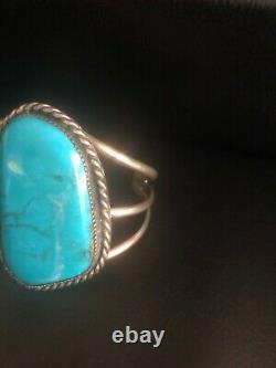 Stunning Vintage Large Native American Turquoise Sterling Silver Cuff Bracelet