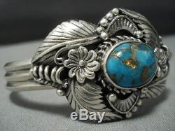 Stunning Vintage Navajo Turquoise Sterling Silver Cuff Bracelet