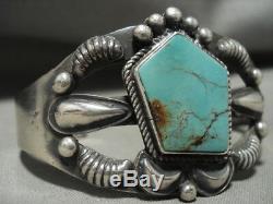 Superb Unique Vintage Navajo Kirk Smith (d.) Turquoise Silver Bracelet