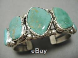Superior Vintage Navajo Bill Slim Royston Turquoise Sterling Silver Bracelet
