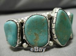 Superior Vintage Navajo Bill Slim Royston Turquoise Sterling Silver Bracelet