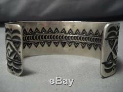 Superlative Vintage Navajo Blue Gem Turquoise Sterling Silver Bracelet Old