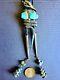 TRUE VINTAGE 1950's Natural Turquoise Navajo Rattlesnake Silver Bolo Tie