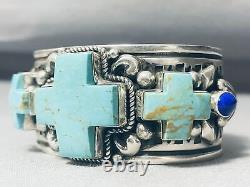 The Best Vintage Navajo Cross Turquoise Sterling Silver Al Jake Bracelet (d)