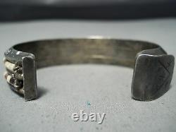 Thicker Heavy Vintage Navajo Turquoise Heishi Sterling Silver Bracelet Old