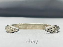 Thicker Important Vintage Navajo Turquoise Sterling Silver Inlay Bracelet