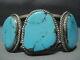 Tremendous Vintage Navajo Blue Diamond Turquoise Sterling Silver Bracelet