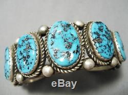 Tremendous Vintage Navajo Blue Turquoise Sterling Silver Bracelet Cuff
