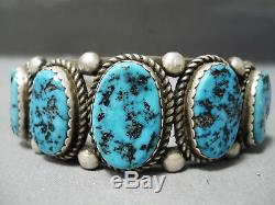 Tremendous Vintage Navajo Blue Turquoise Sterling Silver Bracelet Cuff