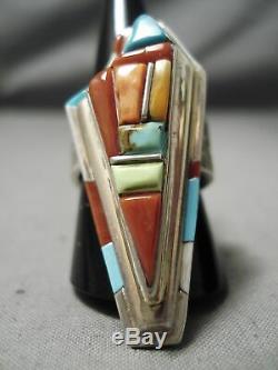 Tremendous Vintage Navajo David Tune Turquoise Sterling Silver Inlay Ring