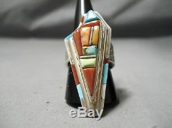 Tremendous Vintage Navajo David Tune Turquoise Sterling Silver Inlay Ring