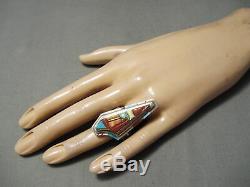 Tremendous Vintage Navajo David Tune Turquoise Sterling Silver Inlay Ring