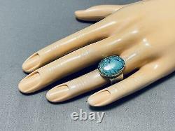 Tremendous Vintage Navajo Spiderweb Turquoise Sterling Silver Ring