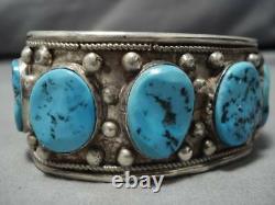 Tremendous Vintage Navajo Turquoise Sterling Silver Native American Bracelet