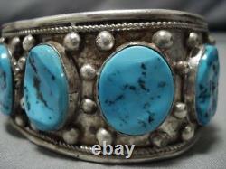 Tremendous Vintage Navajo Turquoise Sterling Silver Native American Bracelet