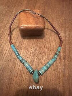 Turquoise Navajo Vintage 1970's Turquoise Nugget Silver & Heishi Pipe Stone